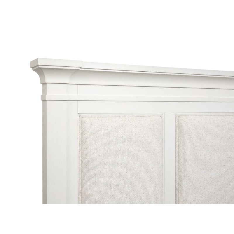 Magnussen Home Kingston Whisper White and Cerused Nutmeg Upholstered Panel Storage Bed