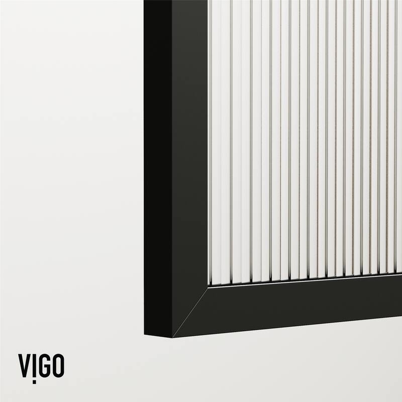 VIGO Mosaic 34" W x 62" H Framed Fixed Tub Screen in Matte Black