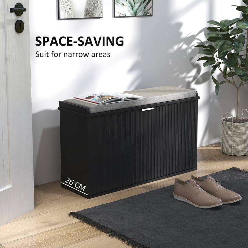 Particleboard and MDF Shoe Storage Bench with Cushion Seat and Drawer Cabinet