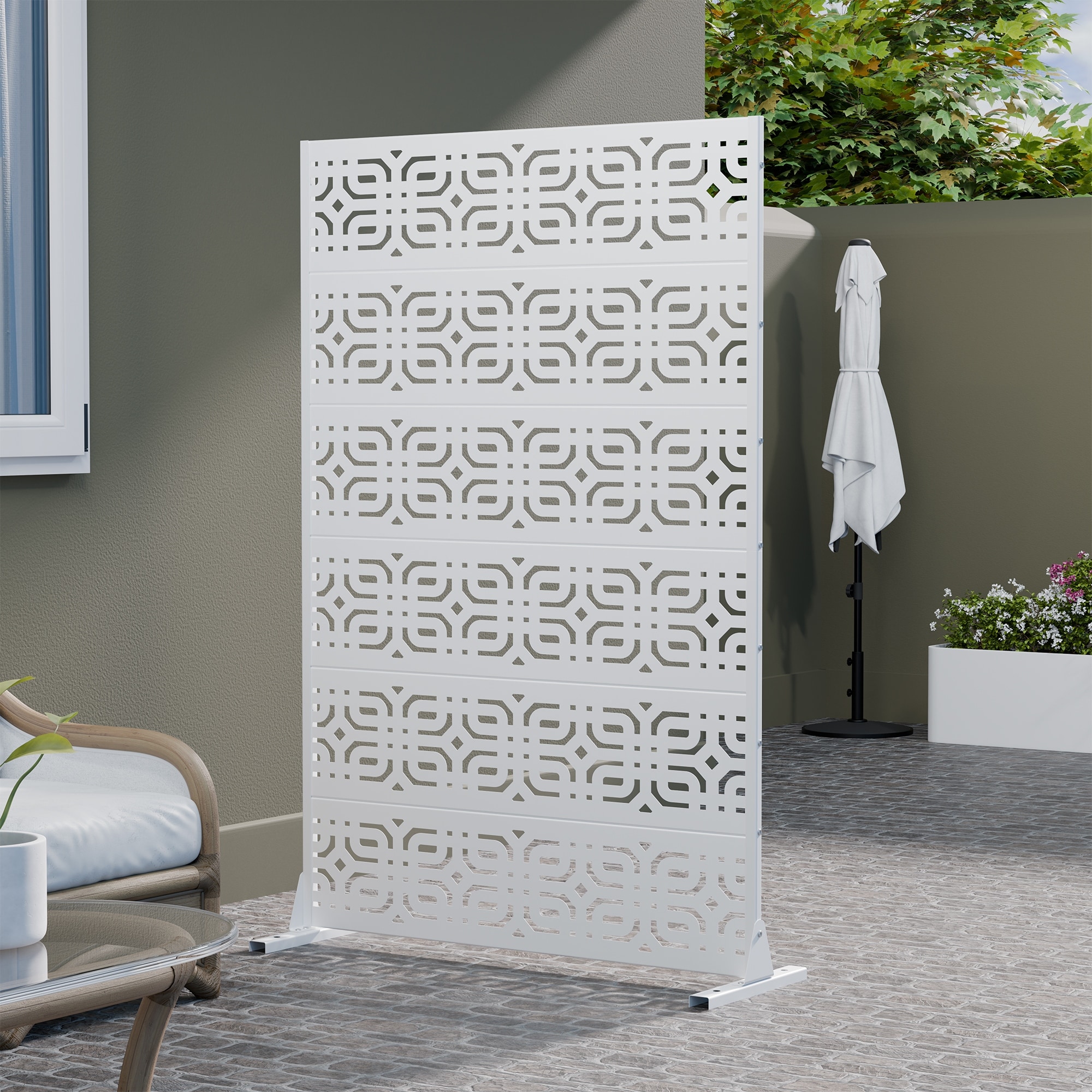 Outdoor Freestanding Metal Privacy Screen Decorative Partition Panel for Patio Garden Balcony
