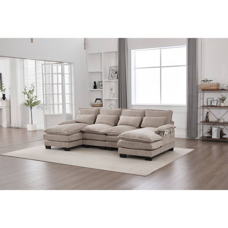 GDFStudio - U Shaped 110" Chenille Modular Cloud Sectional Couches