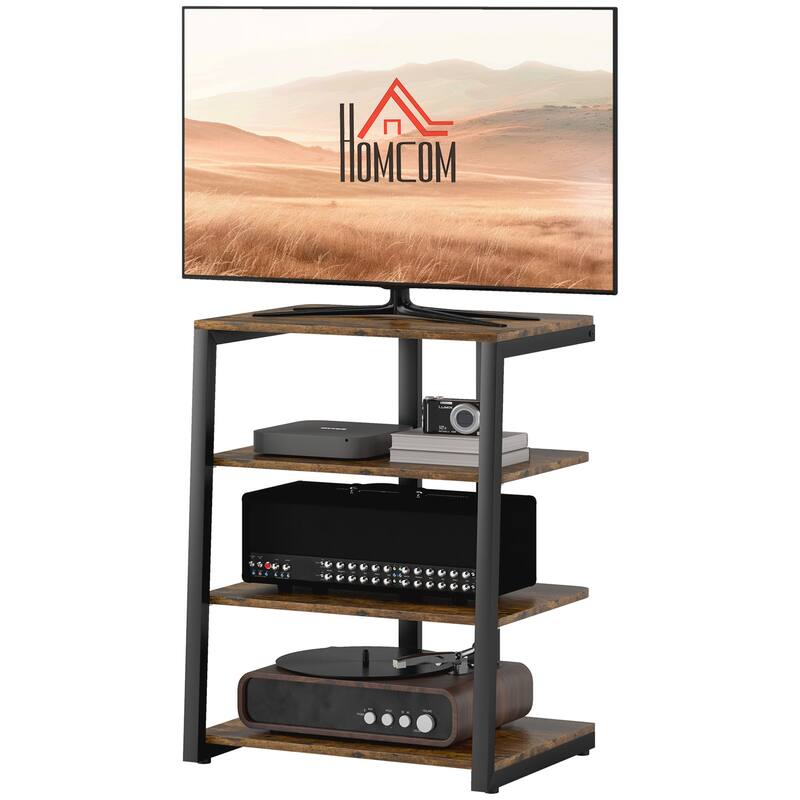 23.8" TV Stand with Storage, Adjustable Shelves and Extension Lead Holder for 28 Inch TVs