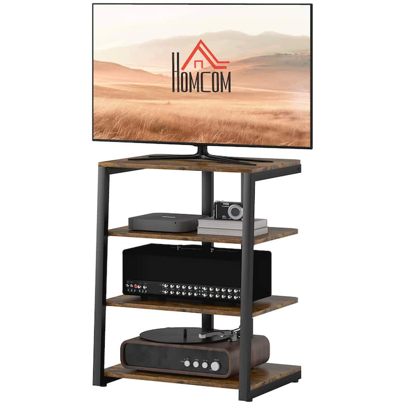 Rustic Brown 24" TV Stand with Storage, Shelves & Extension Lead for TVs Up to 28"