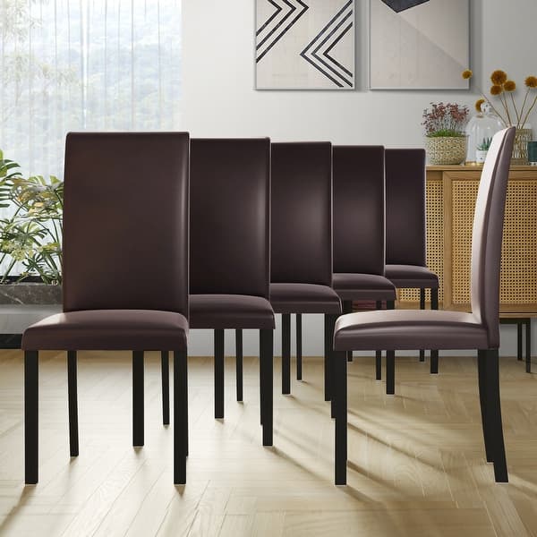 CraftPorch Classy Modern Dining Chairs (Set of 6) - Brown