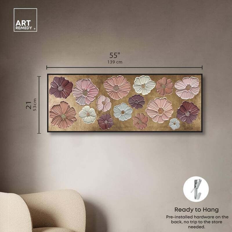 Floral Impasto Muted Panoramic Canvas by Art Remedy