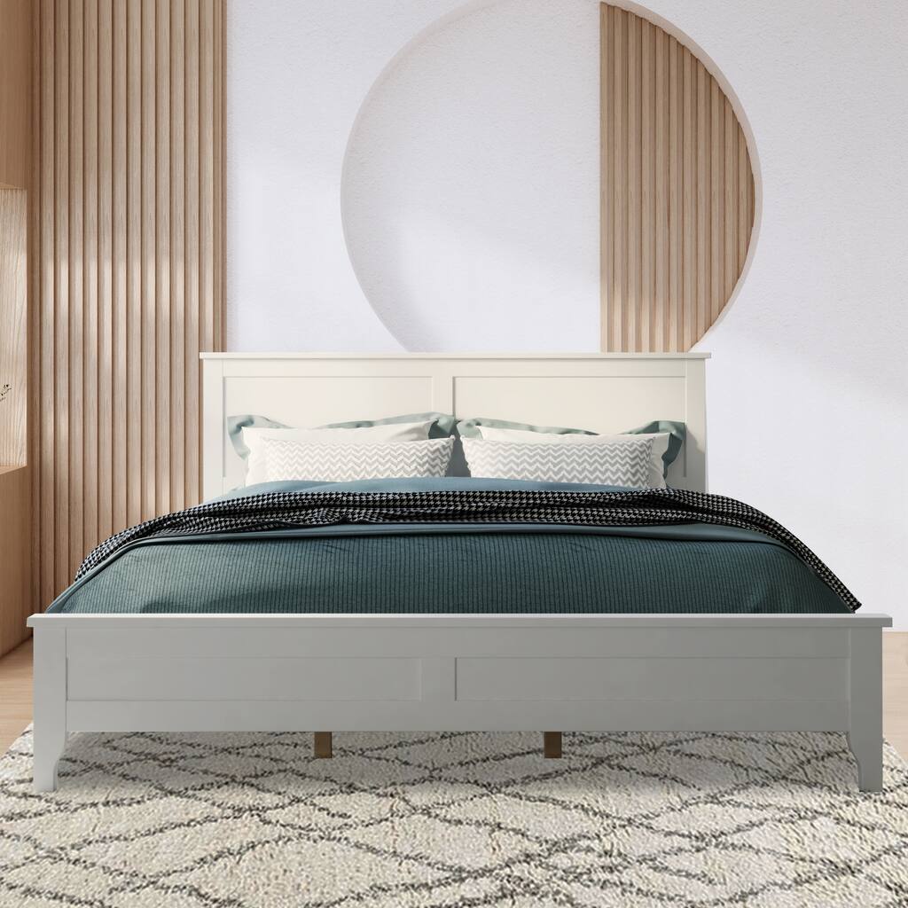 William Modern White Solid Wood Platform Bed