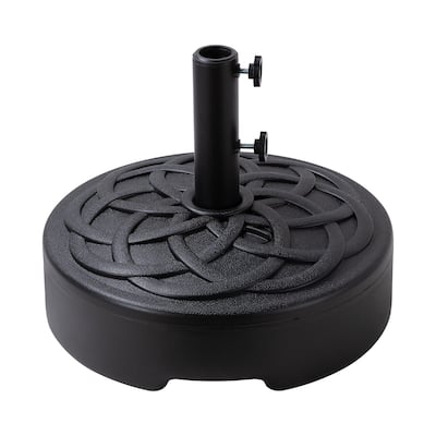 Round Patio Umbrella Base with Wheels, Outdoor Umbrella Stand for Universal Umbrella Pole, Water or Sand Filled