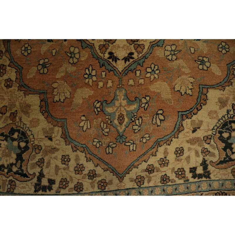 Hand Knotted Oriental 100% Wool Carpet Traditional Floral Oranges & Rust Tabriz (Haj Jalili) Area Rug - 6' 1'' X 4' 5''
