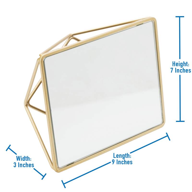 Home Details Geometric Design Vanity Mirror in Gold - 9.4"x 7.4"x 3"