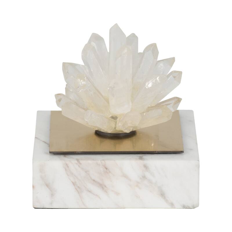 Sagebrook Home 4" Julia Short Crystal And Marble Block, 4"H - 4" x 4" x 4"