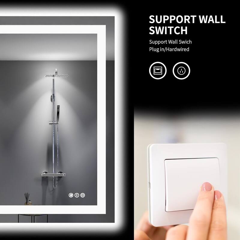 48x40 Inch Frameless LED Bathroom Mirror,Smart Mirror - White