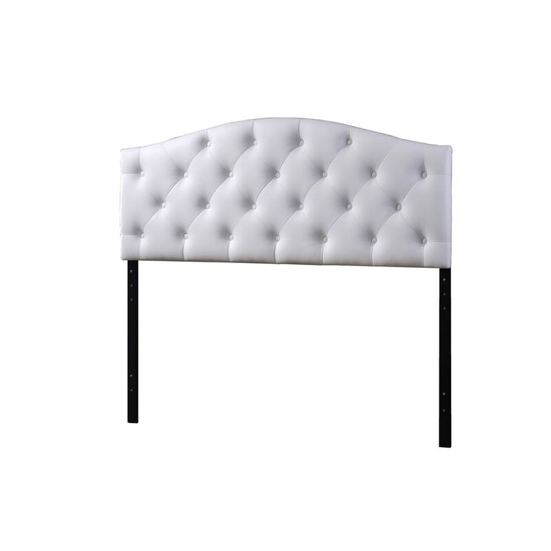 Myra Modern and Contemporary Faux Leather Upholstered Button-tufted Scalloped Headboard - White - Queen