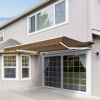 Top Product Reviews For Outsunny 10 X 8 Manual Retractable Sun Shade Patio Awning With Uv Protection And Easy Crank Opening Coffee Brown 22466539 Overstock