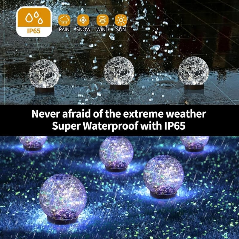 Solar Globe Lights Outdoor Waterproof-Solar Balls Garden - 4 Globes