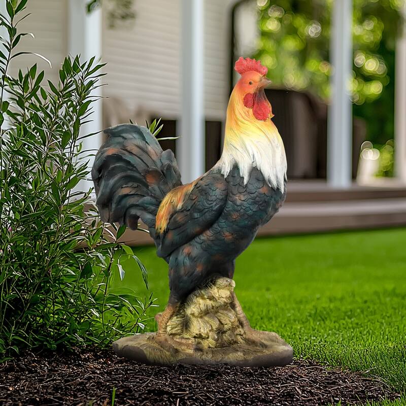 22.4in H Concrete Garden Statue for Outdoor, Statue for Home and Garden(Rooster)