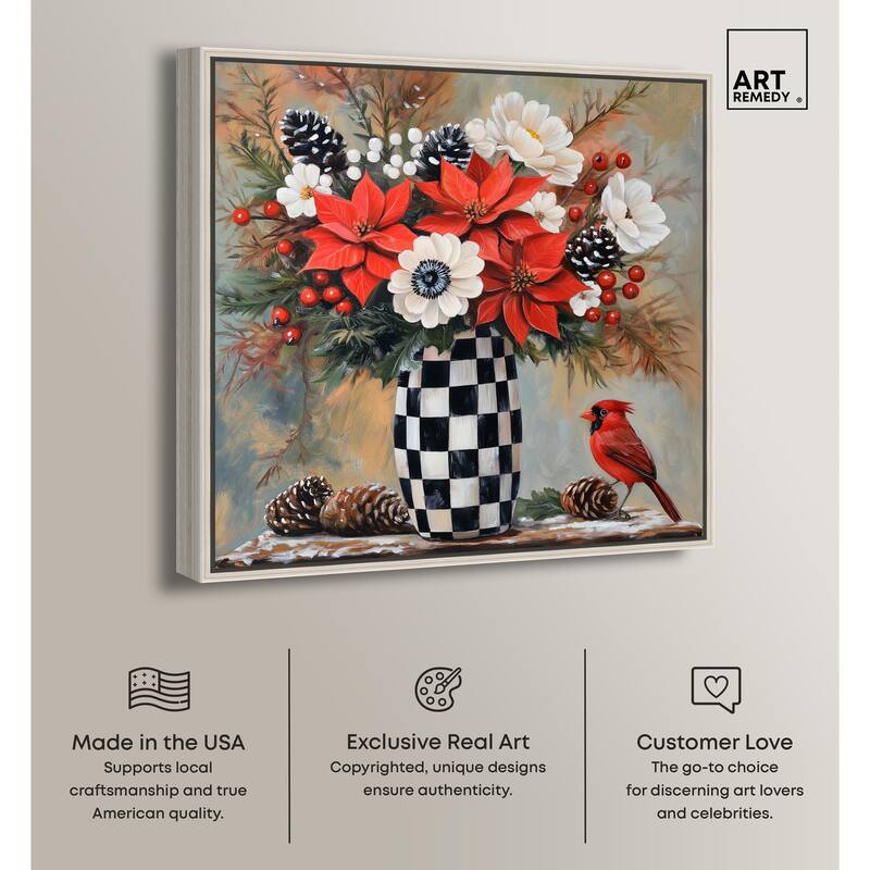 Checkerboard Vase Blooms II Canvas by Art Remedy