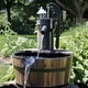 preview thumbnail 5 of 10, Rustic 2-Tier Wood Barrel w/ Pump Outdoor Water Fountain - 34-Inch
