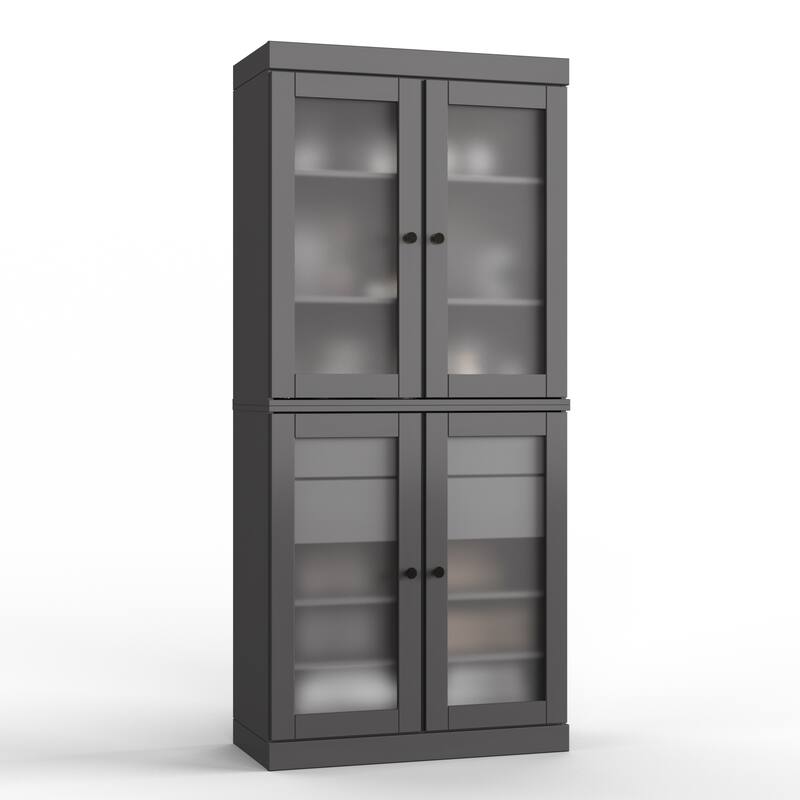 Palace Imports 100% Solid Wood 32" Bathroom Cabinet with Frosted Glass Doors, 2-Drawers and Adjustable Shelves