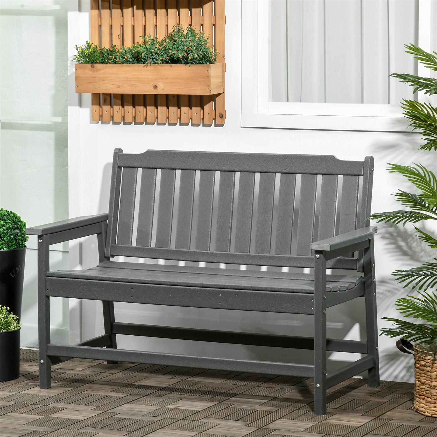 Polywood Bench RELAX4LIFE Garden Bench, Outdoor HDPE 2-Person