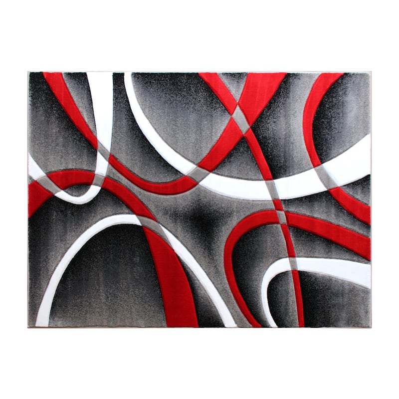 Modern Ribboned Design High-Low Pile Abstract Area Rug