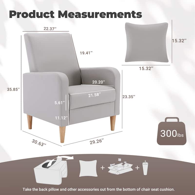 RENEWLINE Modern Accent Chair with Pillow & Walnut Legs - Lounge Seat for Living Room, Compact Design