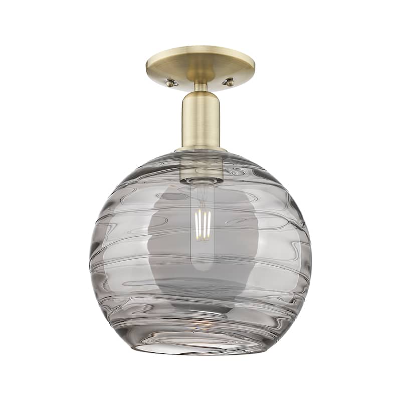 Innovations Lighting Endless Possibilities Arcadia - Athens Deco Swirl - 1 Light 10" Semi-Flush Mount - Antique Brass