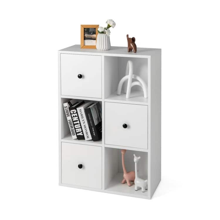 3-Tier Bookshelf with Anti-toppling Device for Living Room - 24" x 12" x 35.5" - White