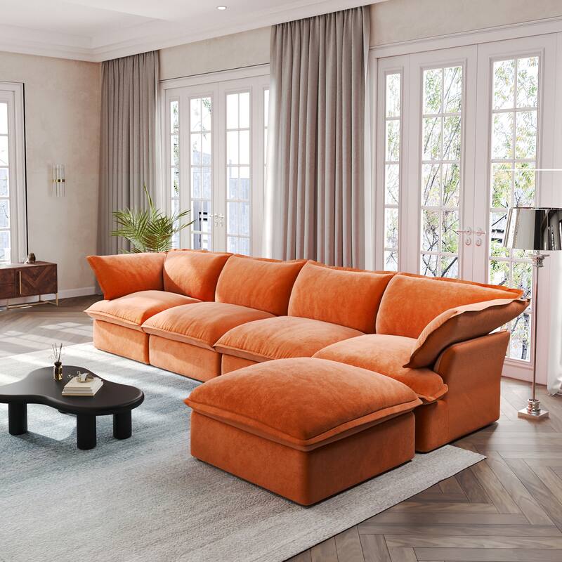 L-Shaped Convertible Sectional Sofa Couch with Movable Storage Ottoman Chaise, Free Combination Sofa