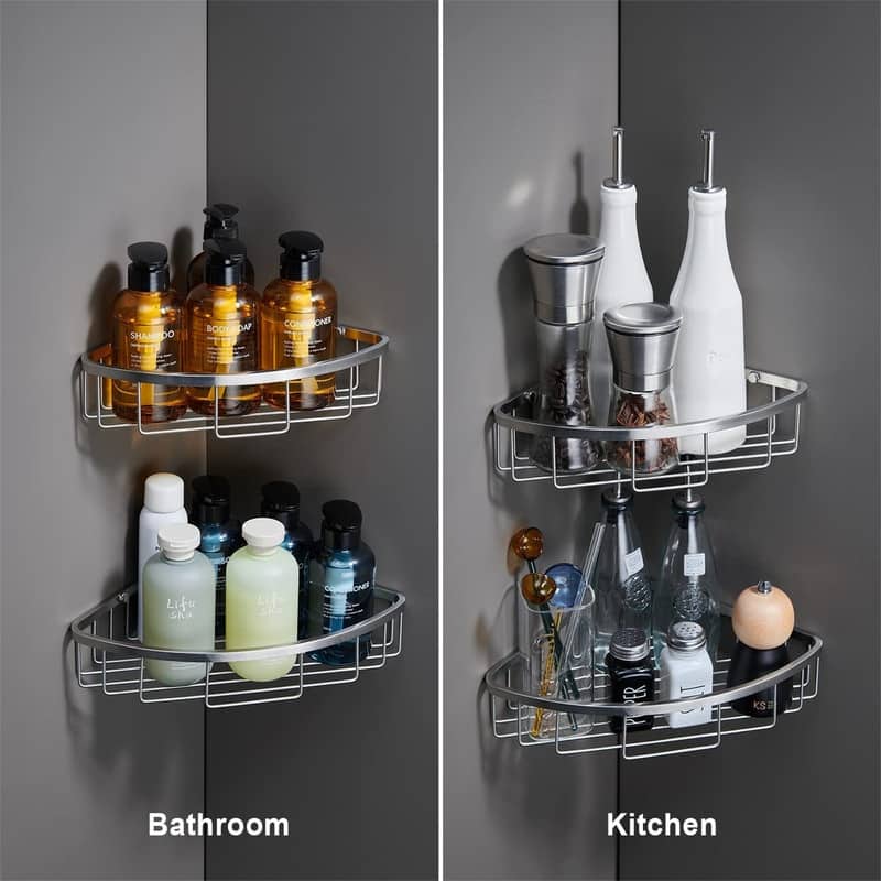 Corner Shower Caddy Shelf Organizer - 9.05"D x 12"W x 3.14"H
