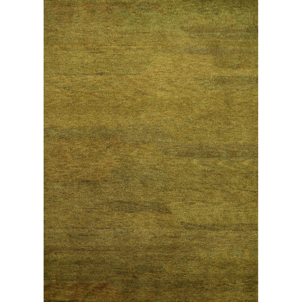 Hand Knotted Oriental 100% Wool Carpet Modern Modern Green Gabbeh Area Rug - 6' 2'' X 5' 0''