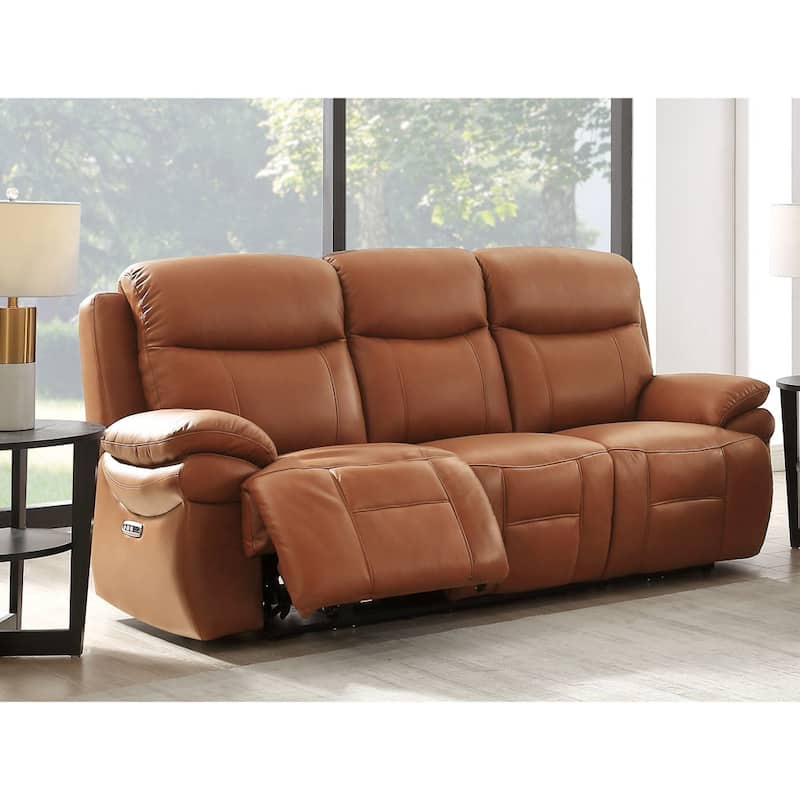 Hydeline Springdale Zero Gravity Power Recline and Headrest Top Grain Leather Sofa