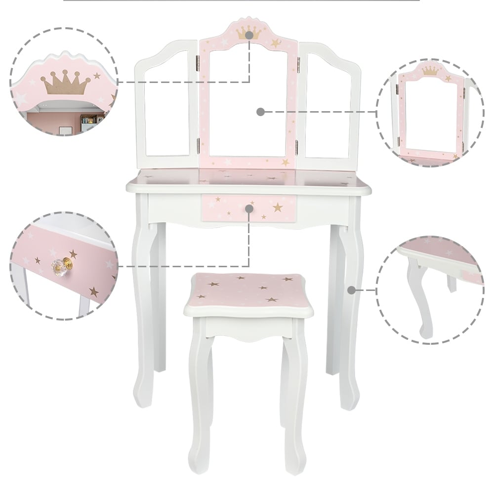 kids pink dressing table