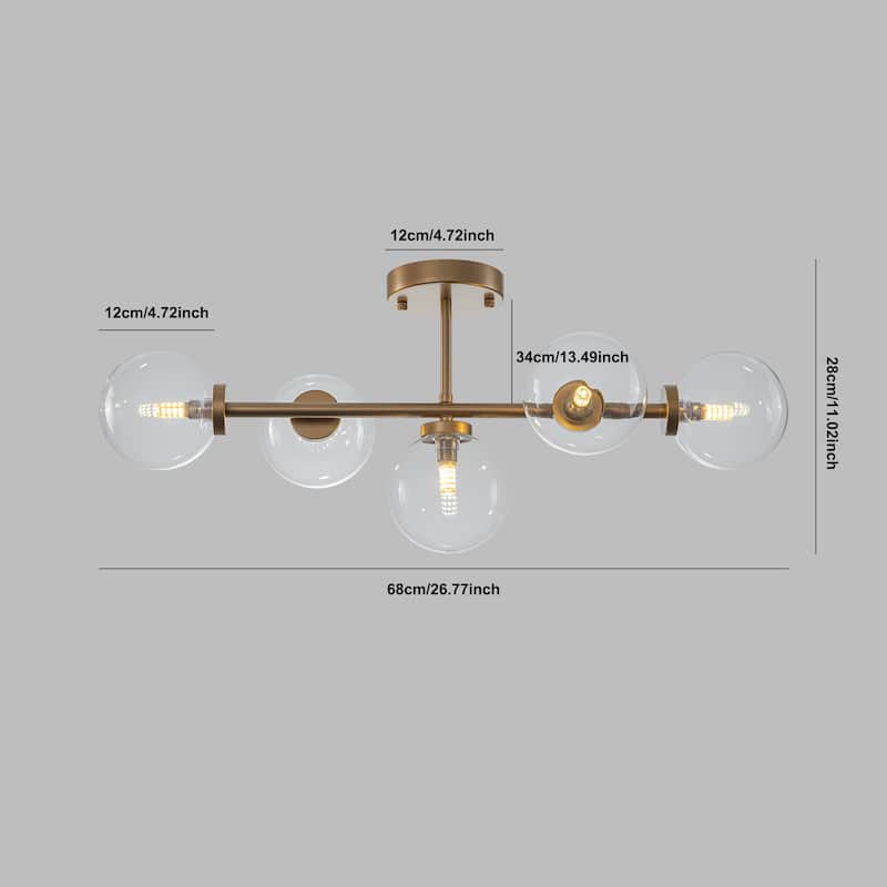 Modern 5-Light Bathroom Vanity Light Globe Glass Wall Sconces Minimalist Design