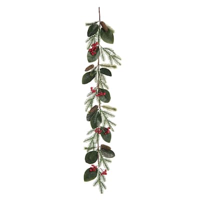 Transpac Artificial 58 in. Green Christmas Holiday Berry Artificial Garland