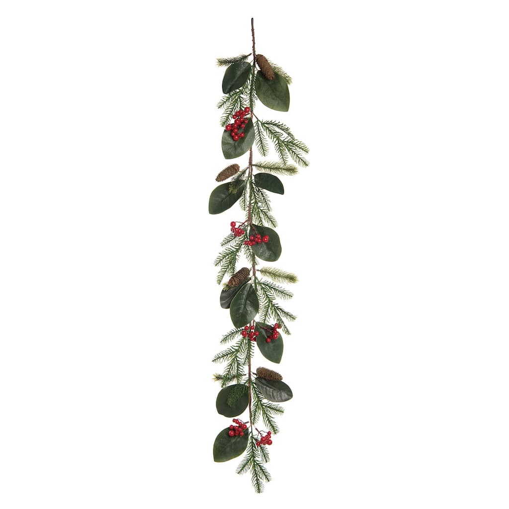 Transpac Artificial 58 in. Green Christmas Holiday Berry Artificial Garland