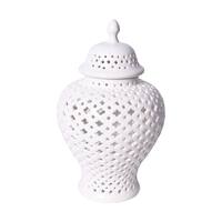 Handmade Lattice Ginger Decorative Jar with Lid