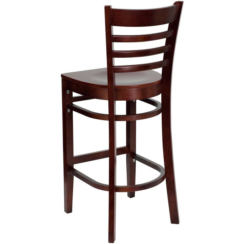 Ladder Back Wooden Restaurant Barstool - 16.75"W x 19"D x 43.75"H - 16.75"W x 19"D x 43.75"H