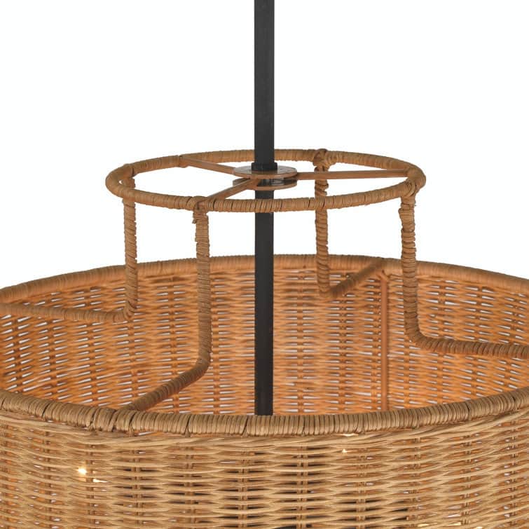 Acroma 4-Light Dimmable Drum Chandelier with Handwoven wicker shade