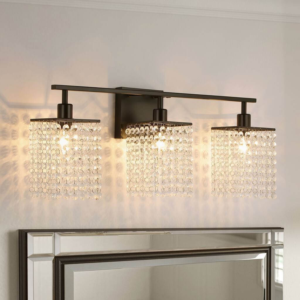 3-Light Modern Glam Crystal Bathroom Vanity Light