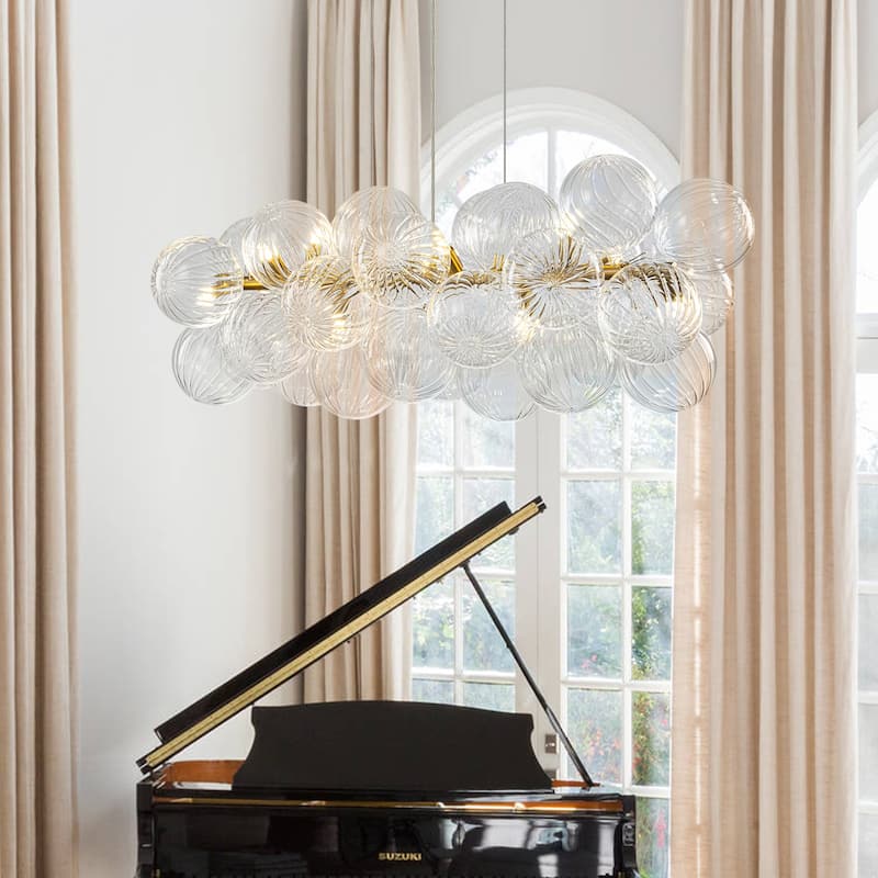 Modern 42" Large Glass Sputnik Bubble Chandelier Cluster Smoked Linear Chandelier