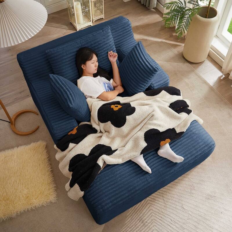 Rossetta Corduroy Upholstered Modern Oversized Chaise Lounge Chair - Blue