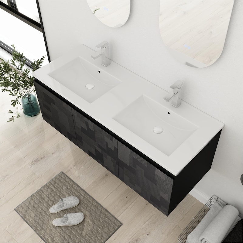 Bathroom Vanity With Sink In 24/30 Inch, Floating Bathroom Vanity with Soft Close Door