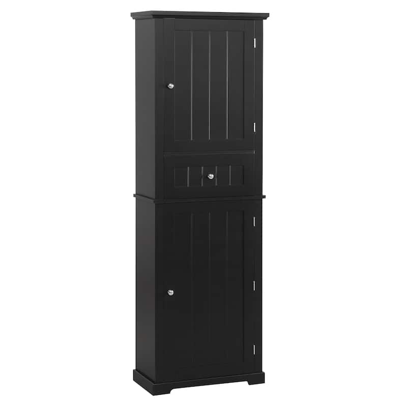 Tall Bathroom Storage Cabinet, Freestanding Wood Storage Cabinet, Bathroom Storage Organizers with Door & Adjustable Shelf