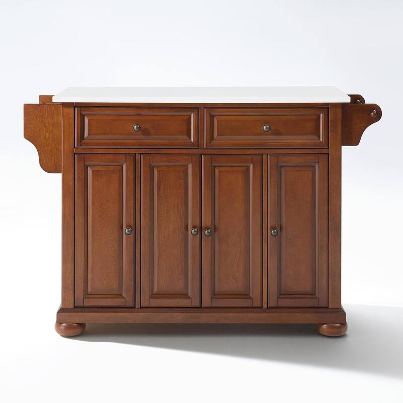 Kitchen Island Cart with Stone Top & Storage - Portable Kitchen Furniture for Modern Homes