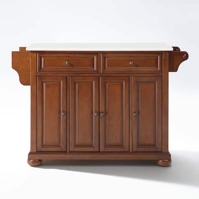 Kitchen Island Cart with Stone Top & Storage - Portable Kitchen Furniture for Modern Homes