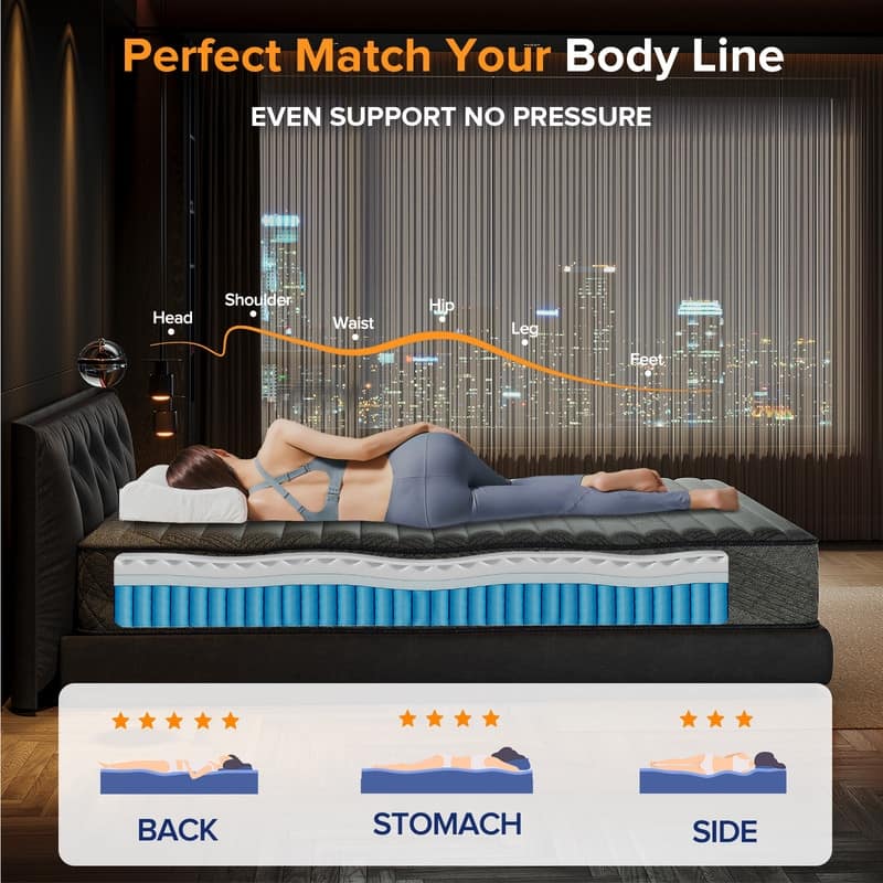 SweDrea Firm Hybrid Mattress - Breathable Foam, 8"/12", Safety-Certified