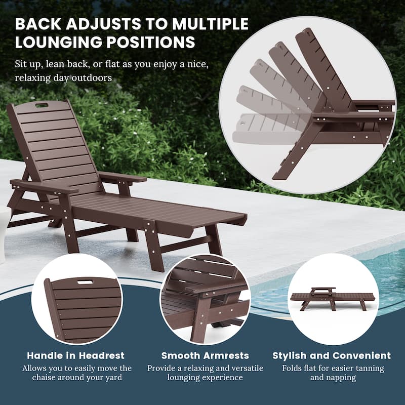 Laguna Hdpe All Weather Outdoor Patio Pool Reclining Chaise Lounge (Set Of 2)
