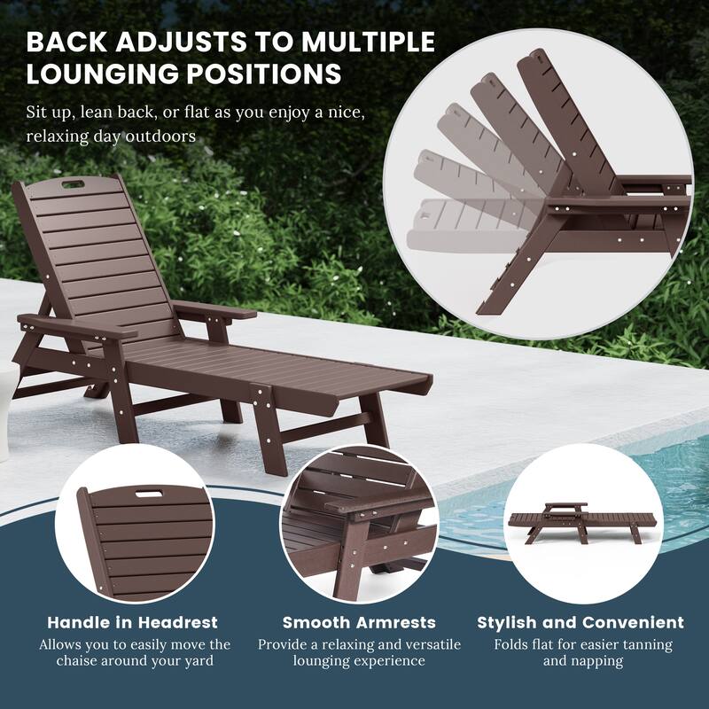 Laguna Hdpe All Weather Outdoor Patio Pool Reclining Chaise Lounge