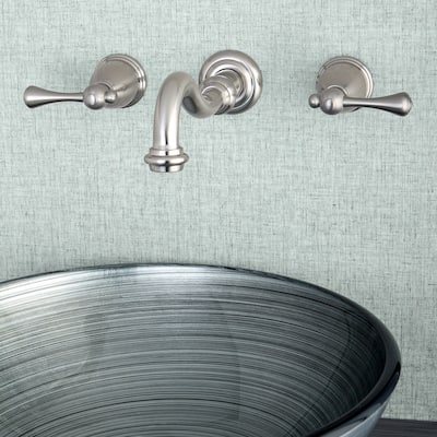 Vintage Two-Handle 3-Hole Wall Mount Bathroom Faucet