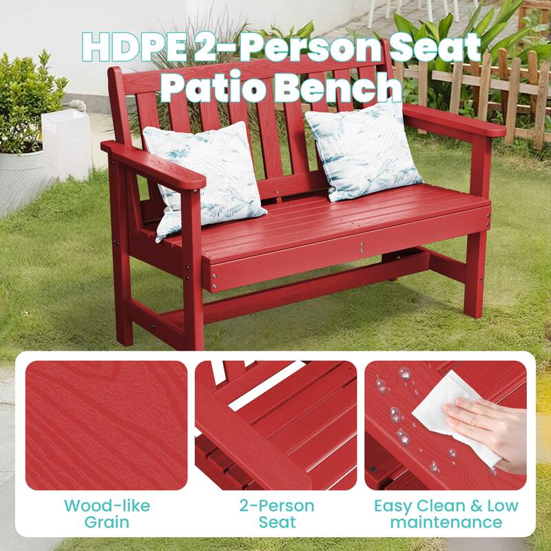 Outdoor 2-Person Garden Bench 42.92-in W x 35.83-in H